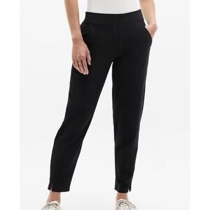 Athleta Brooklyn Mid Rise Ankle Pant Black Womens 16 (37X27) Ribbed Side Panel